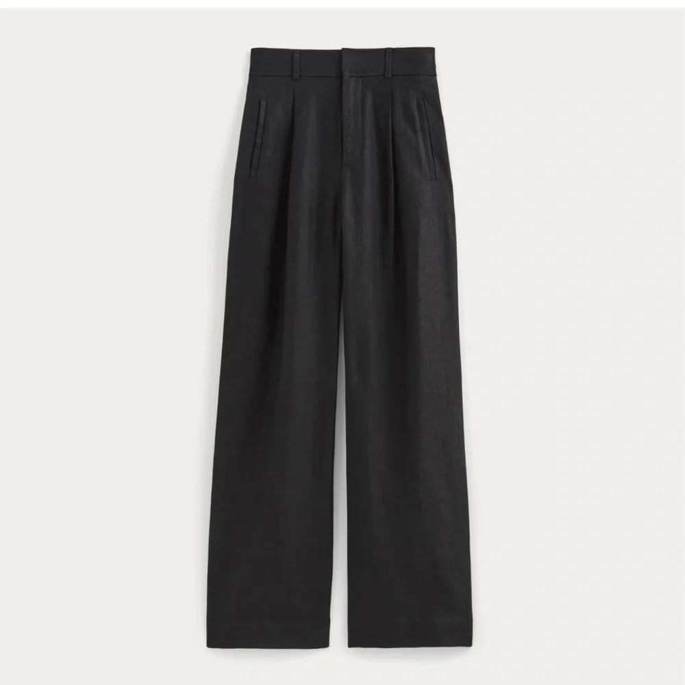 NEW WITH TAGS Everlane Black Linen‎ Way High Drape Pants in Size 14